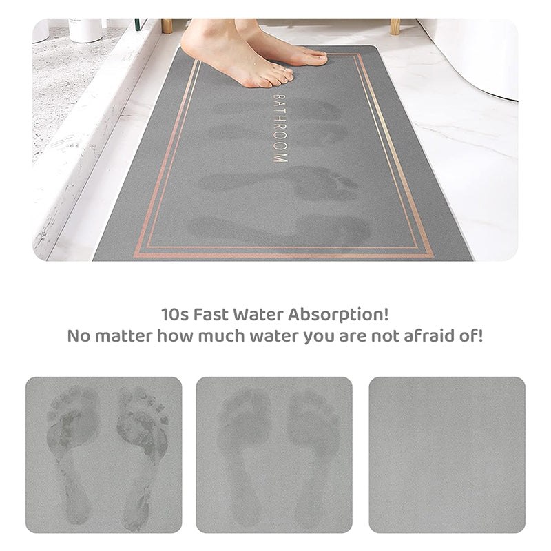 Quick-Drying Bath Mat, PVC and Technical Velvet, 40 × 60 cm