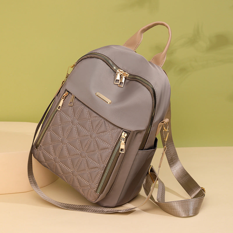 Quilted Multi-Compartment Backpack with Adjustable Straps