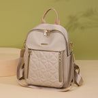 Quilted Multi-Compartment Backpack with Adjustable Straps