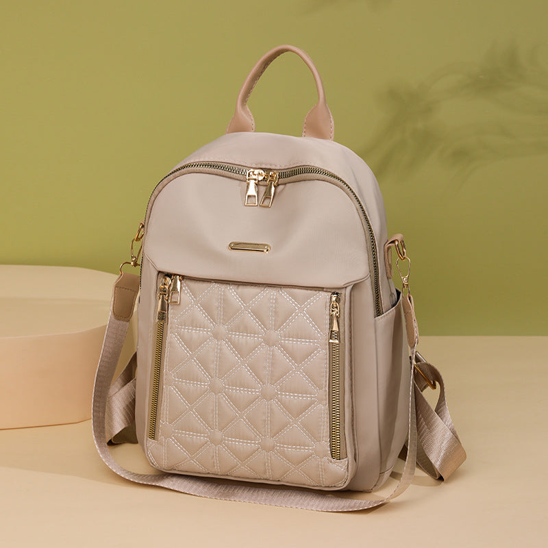 Quilted Multi-Compartment Backpack with Adjustable Straps