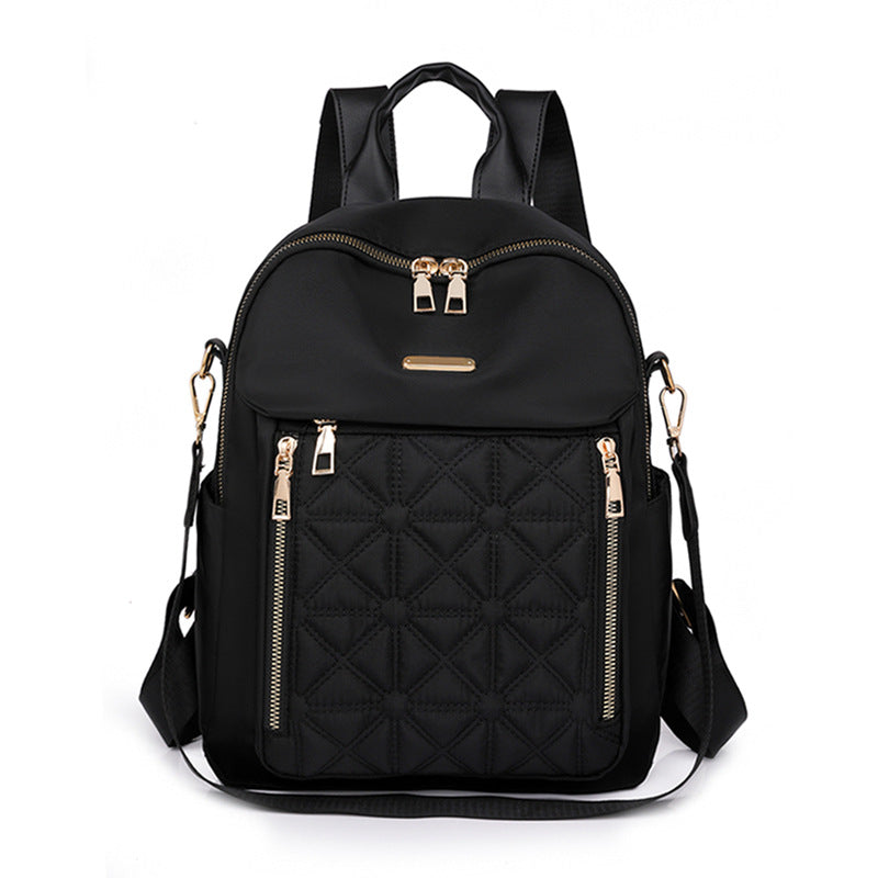 Quilted Multi-Compartment Backpack with Adjustable Straps