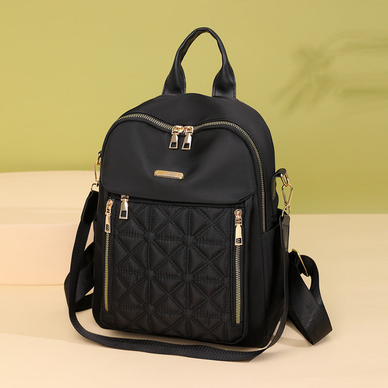 Quilted Multi-Compartment Backpack with Adjustable Straps