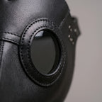 Realistic Black Plague Doctor Mask with Glass Lenses 30cm