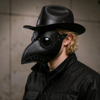 Realistic Black Plague Doctor Mask with Glass Lenses 30cm