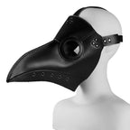 Realistic Black Plague Doctor Mask with Glass Lenses 30cm