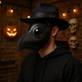 Realistic Black Plague Doctor Mask with Glass Lenses 30cm