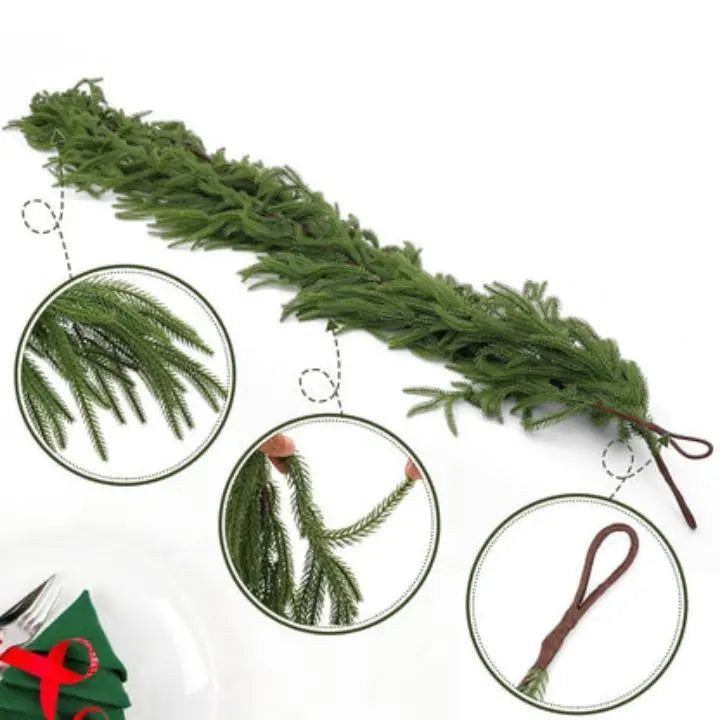 Realistic Norfolk Pine Dripping Christmas Garland, 59.1", 70.9" or 106.3"