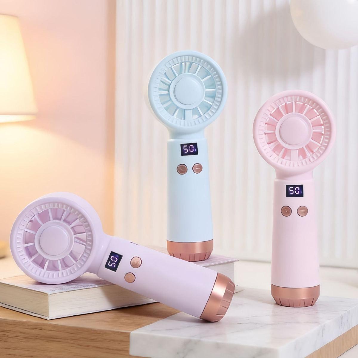 Rechargeable Bladeless Handheld Fan with LED Speed Display and USB Charging