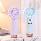 Rechargeable Bladeless Handheld Fan with LED Speed Display and USB Charging