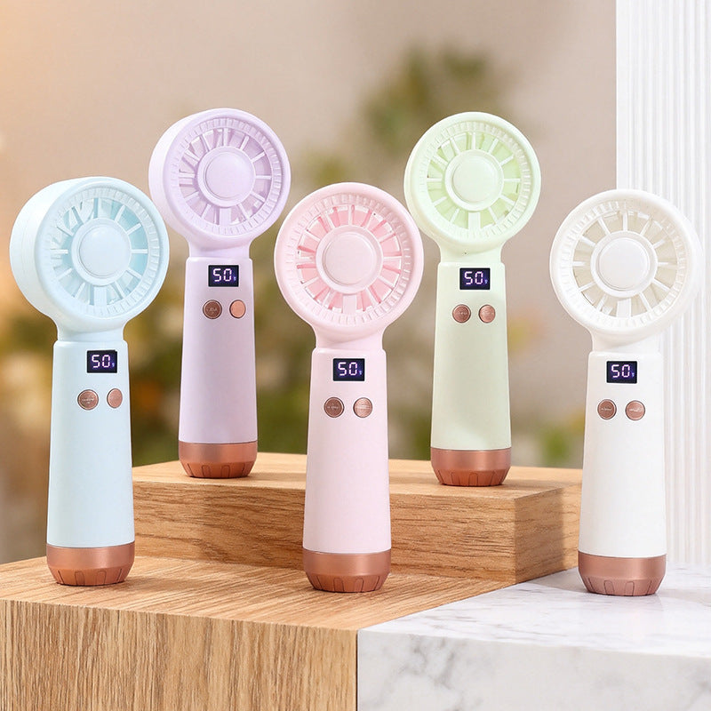 Rechargeable Bladeless Handheld Fan with LED Speed Display and USB Charging
