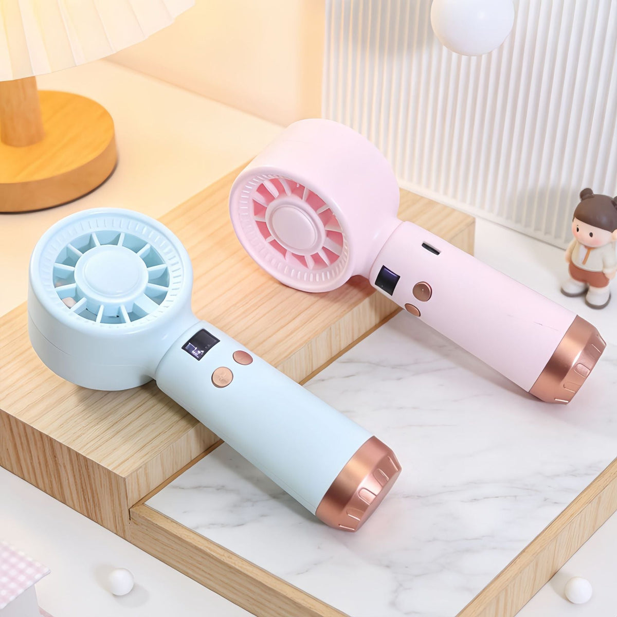 Rechargeable Bladeless Handheld Fan with LED Speed Display and USB Charging