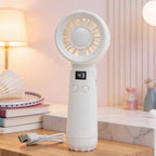 Rechargeable Bladeless Handheld Fan with LED Speed Display and USB Charging