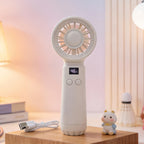 Rechargeable Bladeless Handheld Fan with LED Speed Display and USB Charging