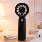 Rechargeable Bladeless Handheld Fan with LED Speed Display and USB Charging