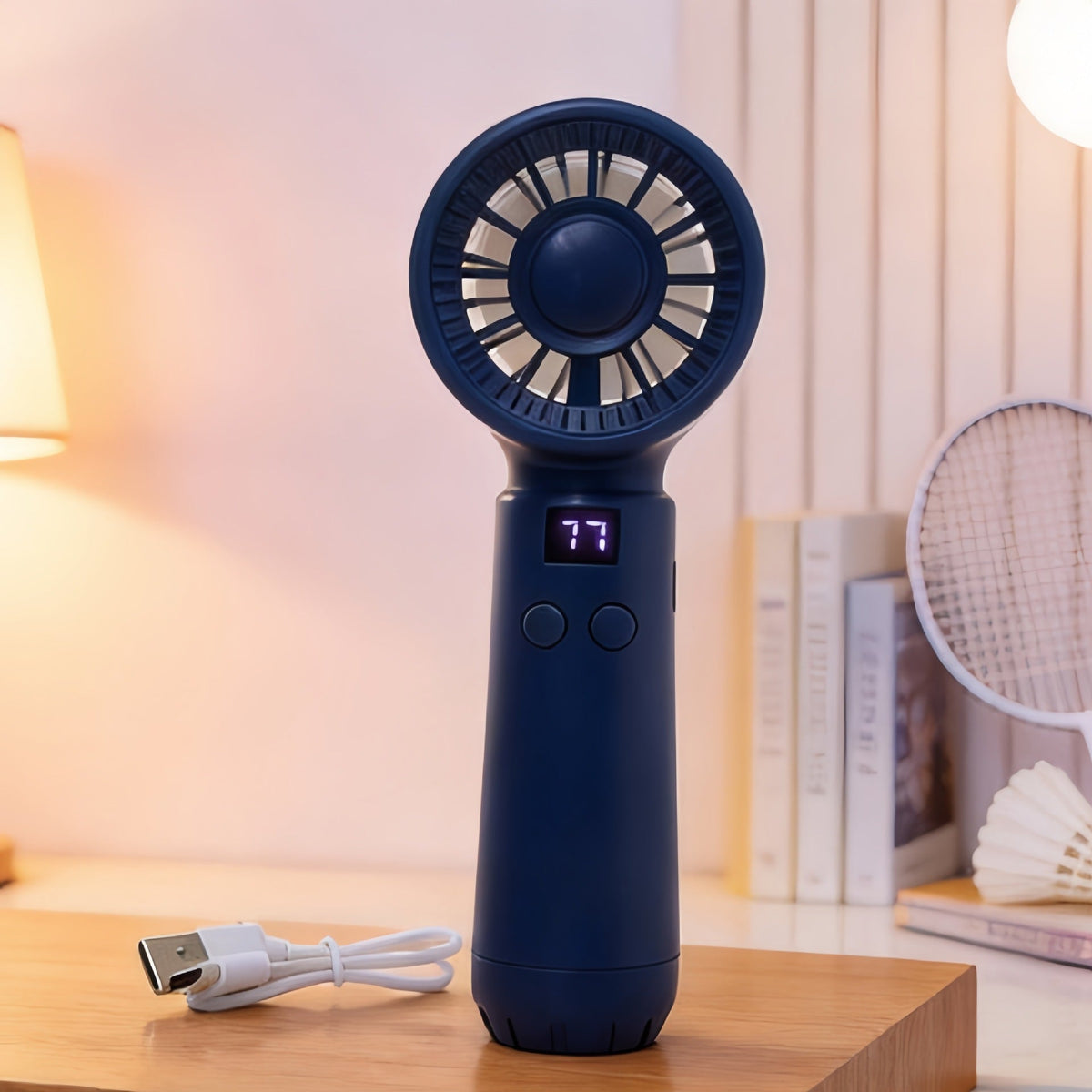 Rechargeable Bladeless Handheld Fan with LED Speed Display and USB Charging