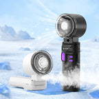 Rechargeable Handheld Fan with LCD Display, Foldable Clip and Cool Mist
