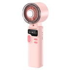 Rechargeable Handheld Fan with LCD Display, Foldable Clip and Cool Mist