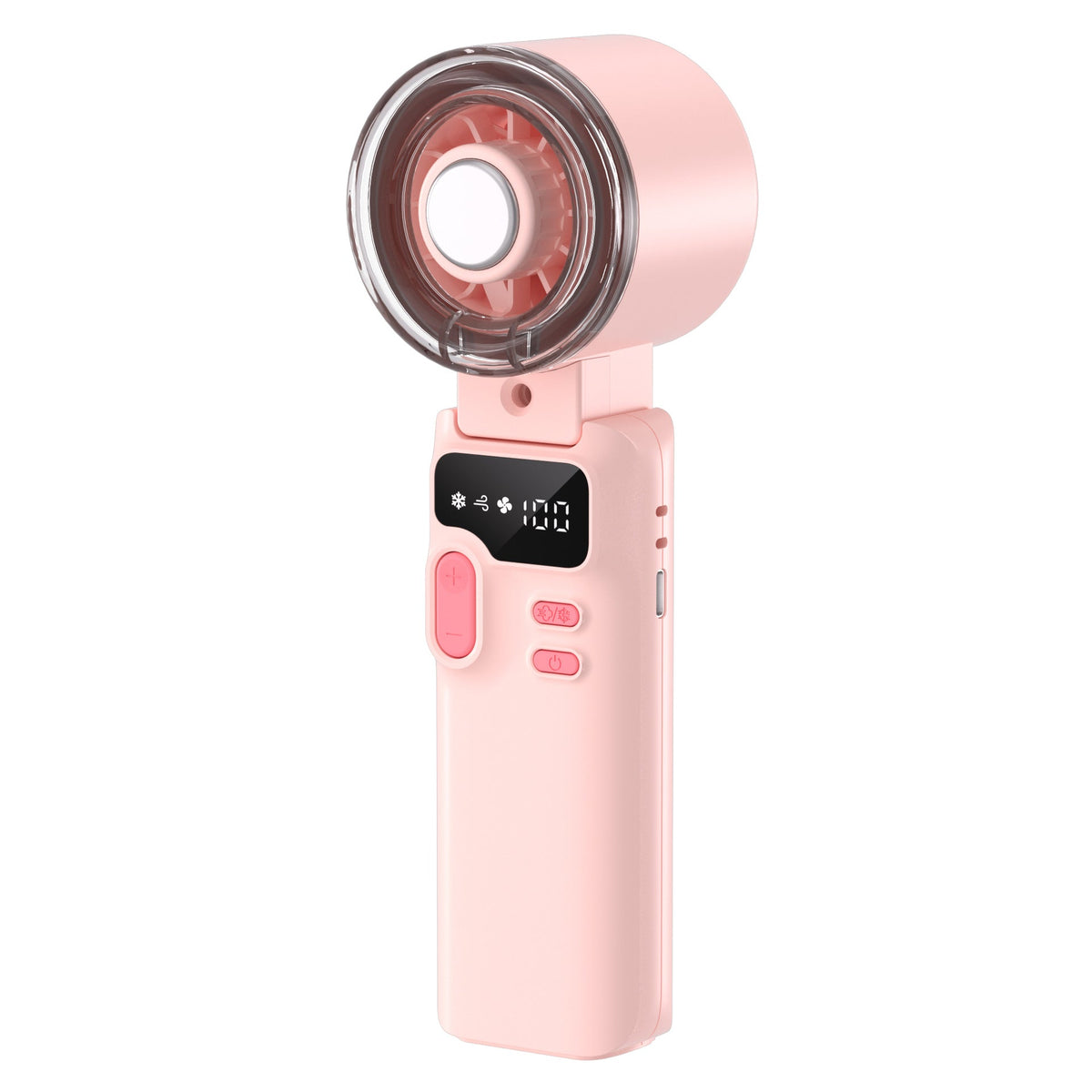 Rechargeable Handheld Fan with LCD Display, Foldable Clip and Cool Mist