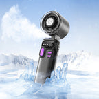 Rechargeable Handheld Fan with LCD Display, Foldable Clip and Cool Mist