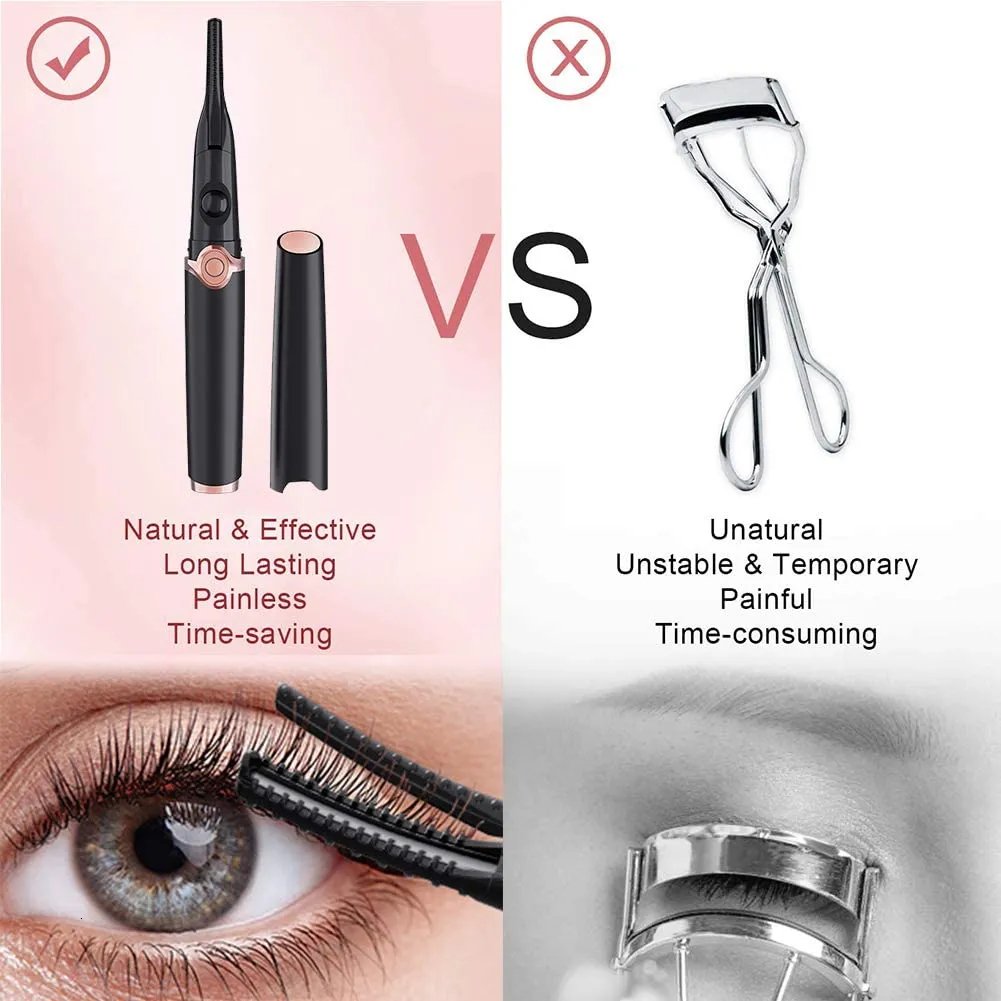 Rechargeable Heated Eyelash Curler, 50°C–80°C, 15° Curved Comb