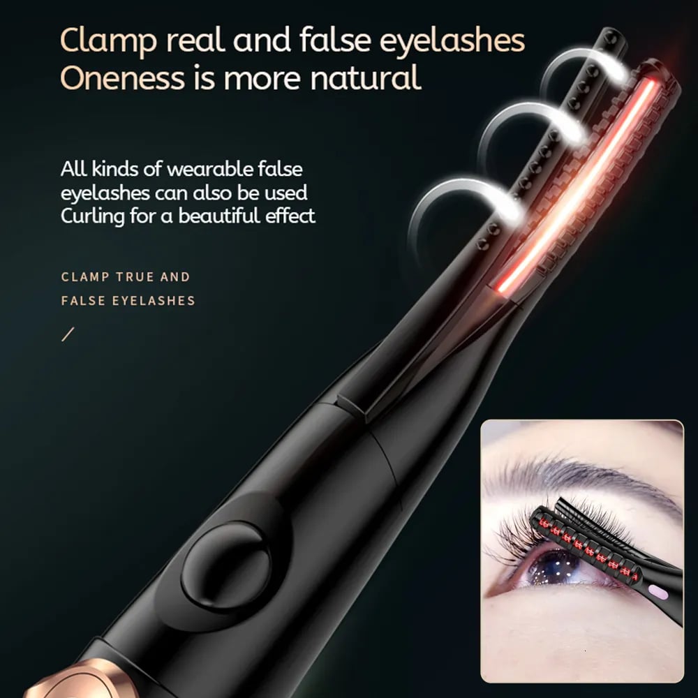 Rechargeable Heated Eyelash Curler, 50°C–80°C, 15° Curved Comb
