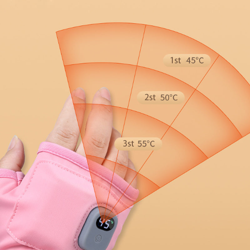 Rechargeable Heated Fingerless Gloves with Adjustable Temperature Control
