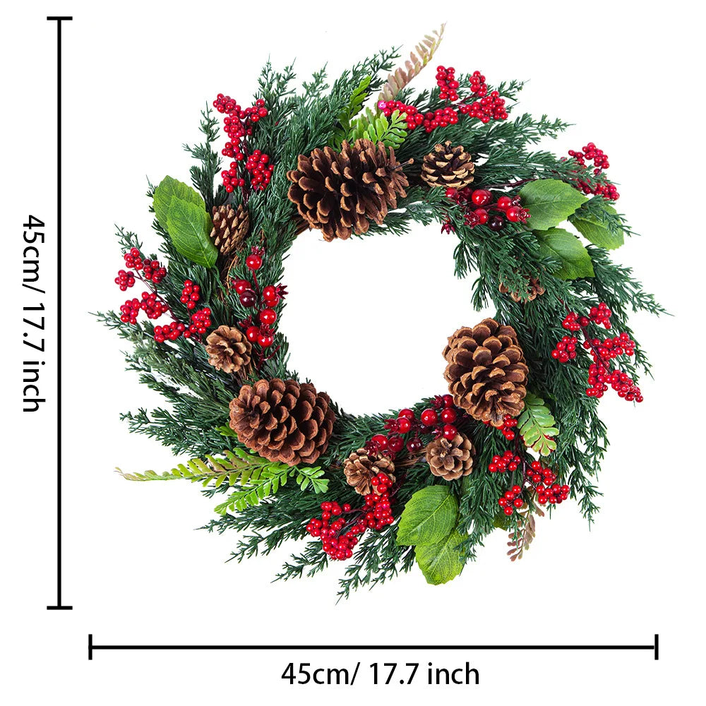 Red Berry Christmas Wreath, 17.7-inch Diameter