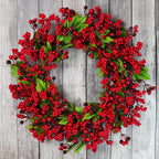Red Berry Christmas Wreath, 17.7-inch Diameter