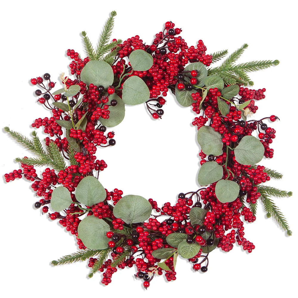 Red Berry Christmas Wreath, 17.7-inch Diameter