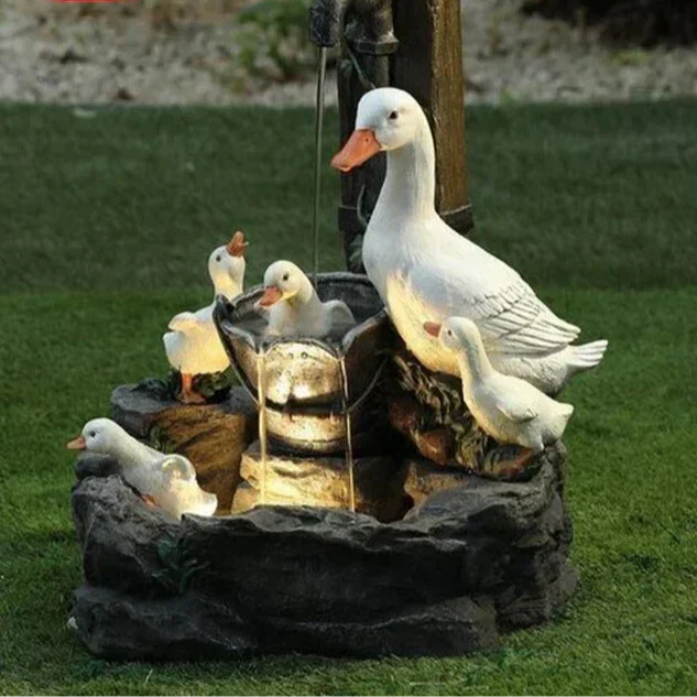 Resin Garden Statue with Duck or Squirrel, Solar Options