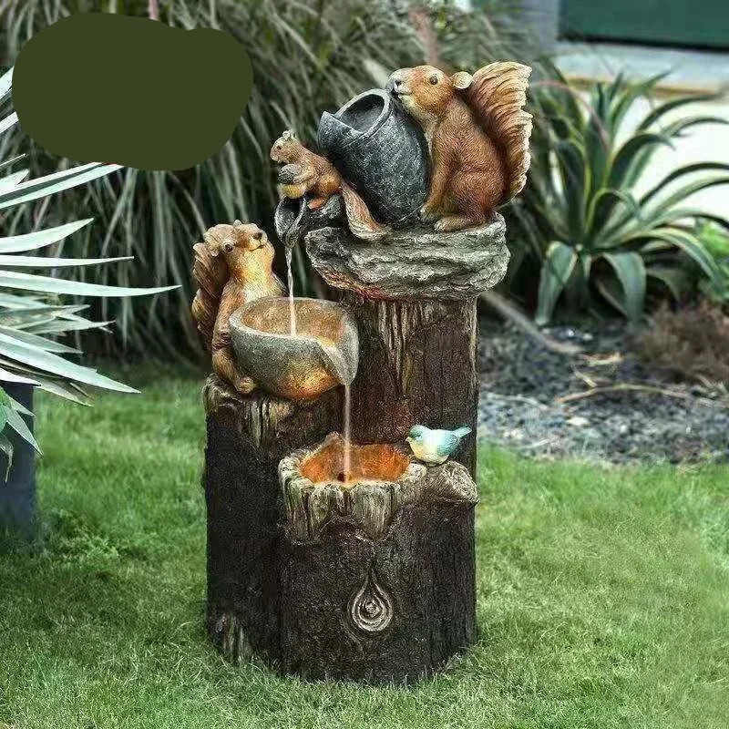 Resin Garden Statue with Duck or Squirrel, Solar Options