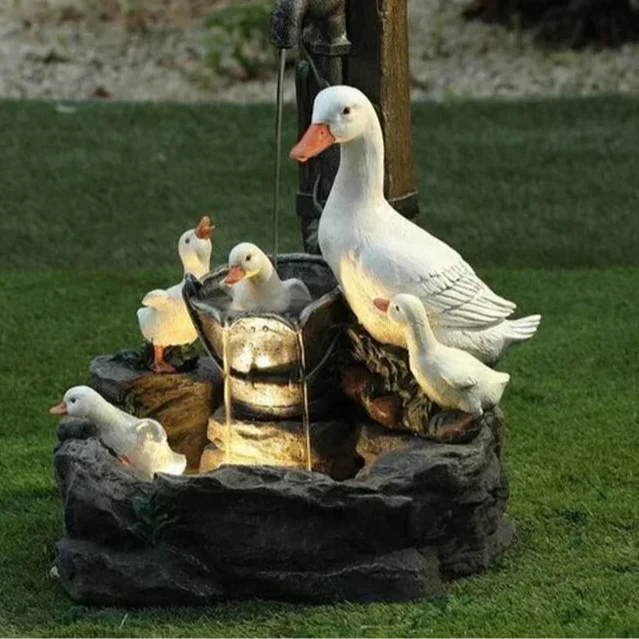 Resin Garden Statue with Duck or Squirrel, Solar Options
