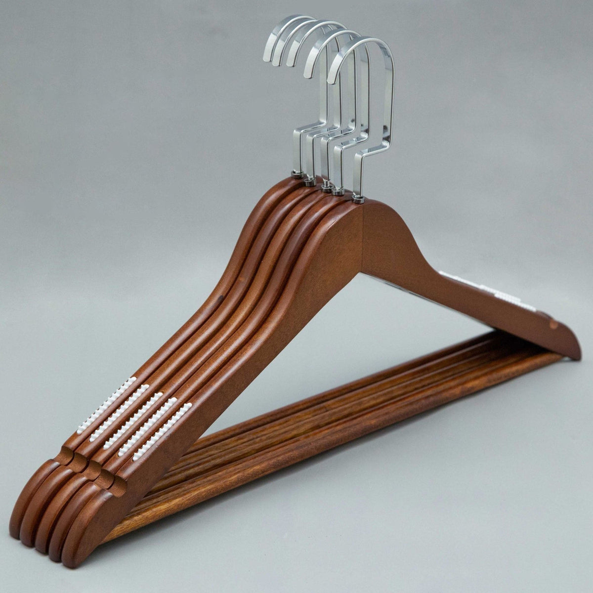 Retro-Colour Solid Wood Clothes Hangers, Set of 5 for Drying