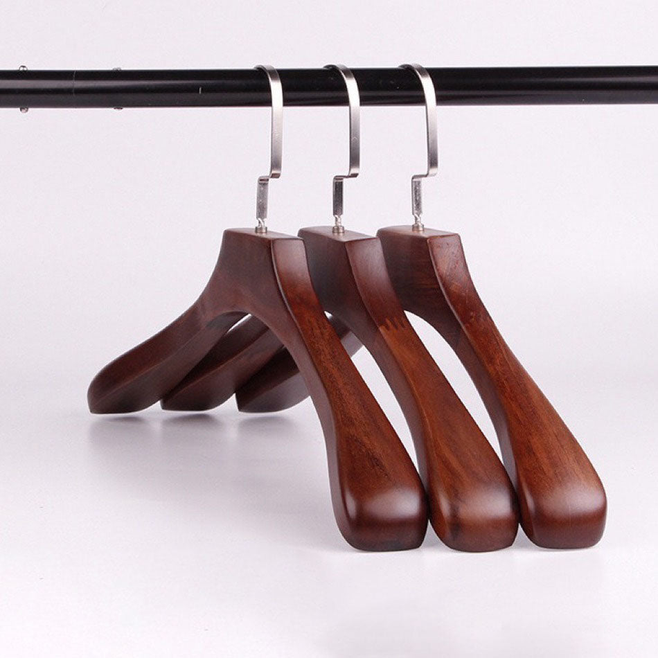 Retro-Colour Solid Wood Clothes Hangers, Set of 5 for Drying