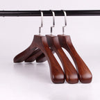 Retro-Colour Solid Wood Clothes Hangers, Set of 5 for Drying