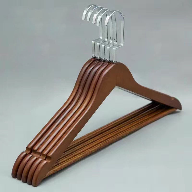 Retro-Colour Solid Wood Clothes Hangers, Set of 5 for Drying