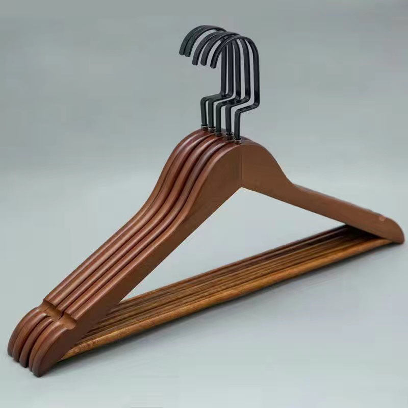 Retro-Colour Solid Wood Clothes Hangers, Set of 5 for Drying