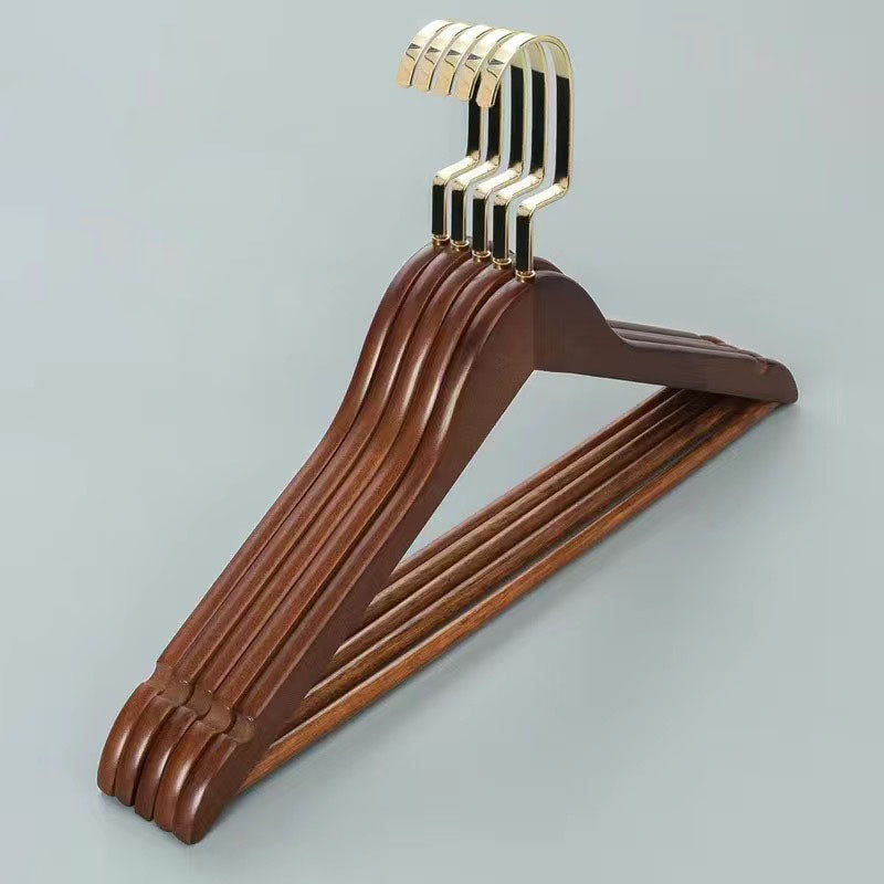 Retro-Colour Solid Wood Clothes Hangers, Set of 5 for Drying
