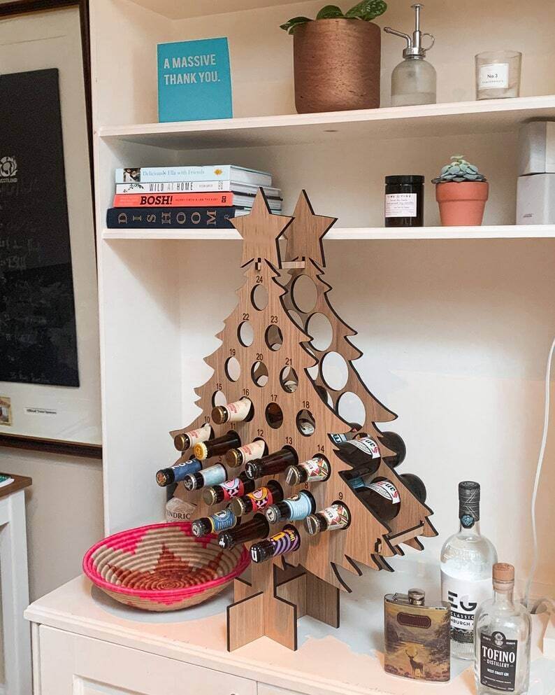 Reusable Birch Wood Christmas Advent Calendar, Tree or Circle Style