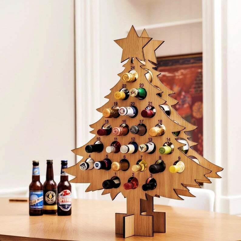 Reusable Birch Wood Christmas Advent Calendar, Tree or Circle Style