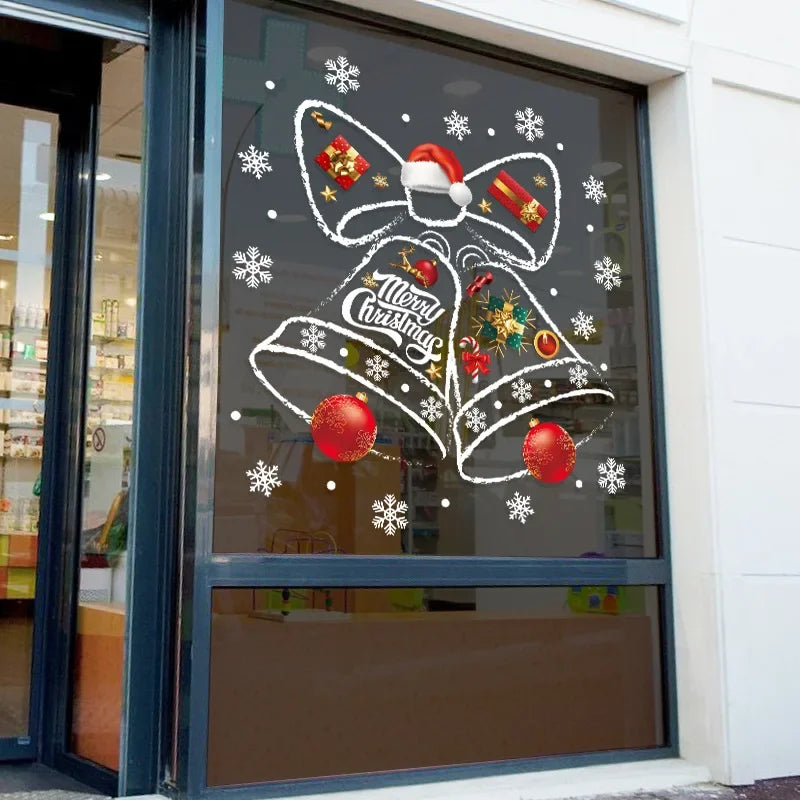 Reusable PVC Christmas Window Stickers with Festive Bell Design