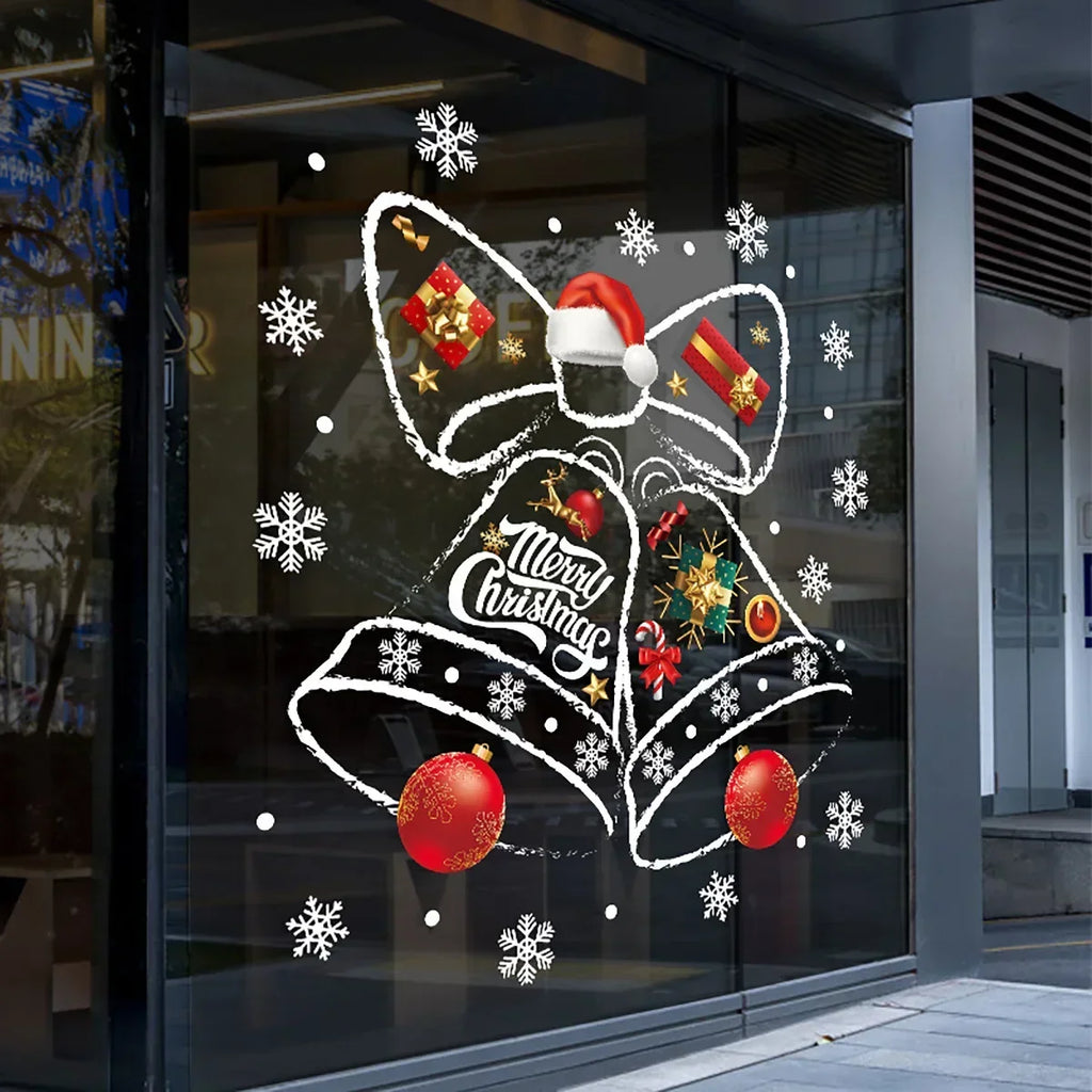 Reusable PVC Christmas Window Stickers with Festive Bell Design