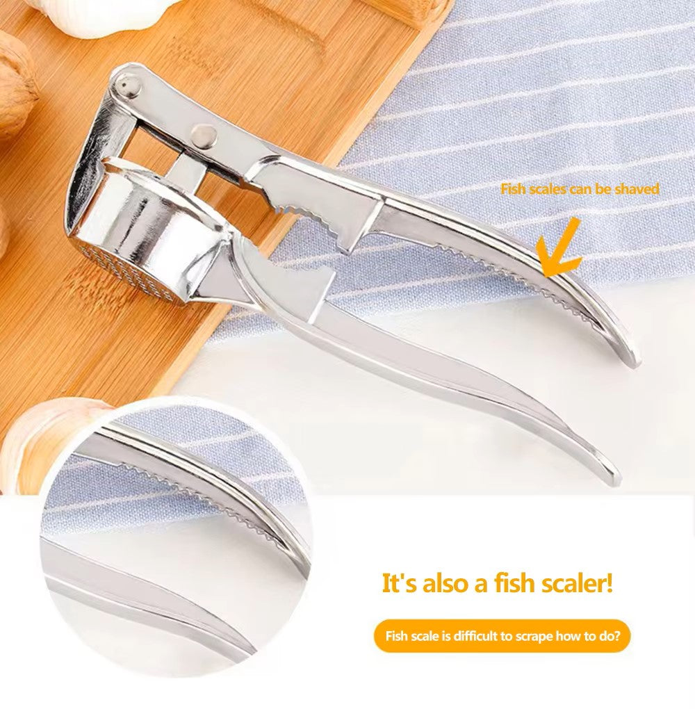 Robust Stainless Steel Garlic Press with Ergonomic Handle for Kitchen Use