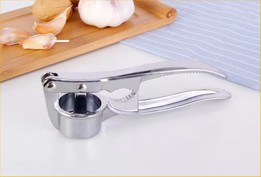 Robust Stainless Steel Garlic Press with Ergonomic Handle for Kitchen Use