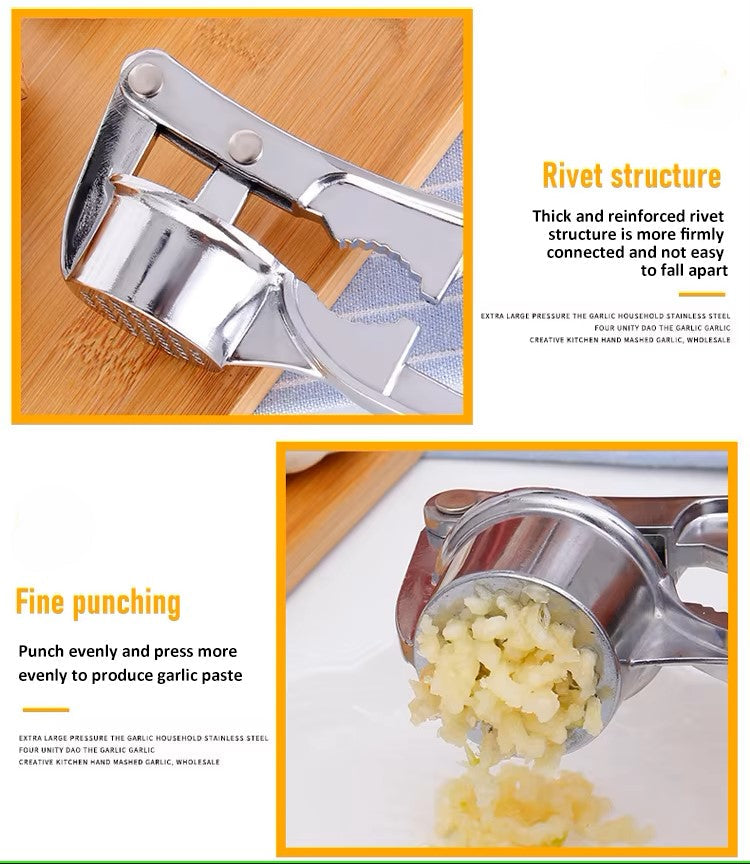 Robust Stainless Steel Garlic Press with Ergonomic Handle for Kitchen Use