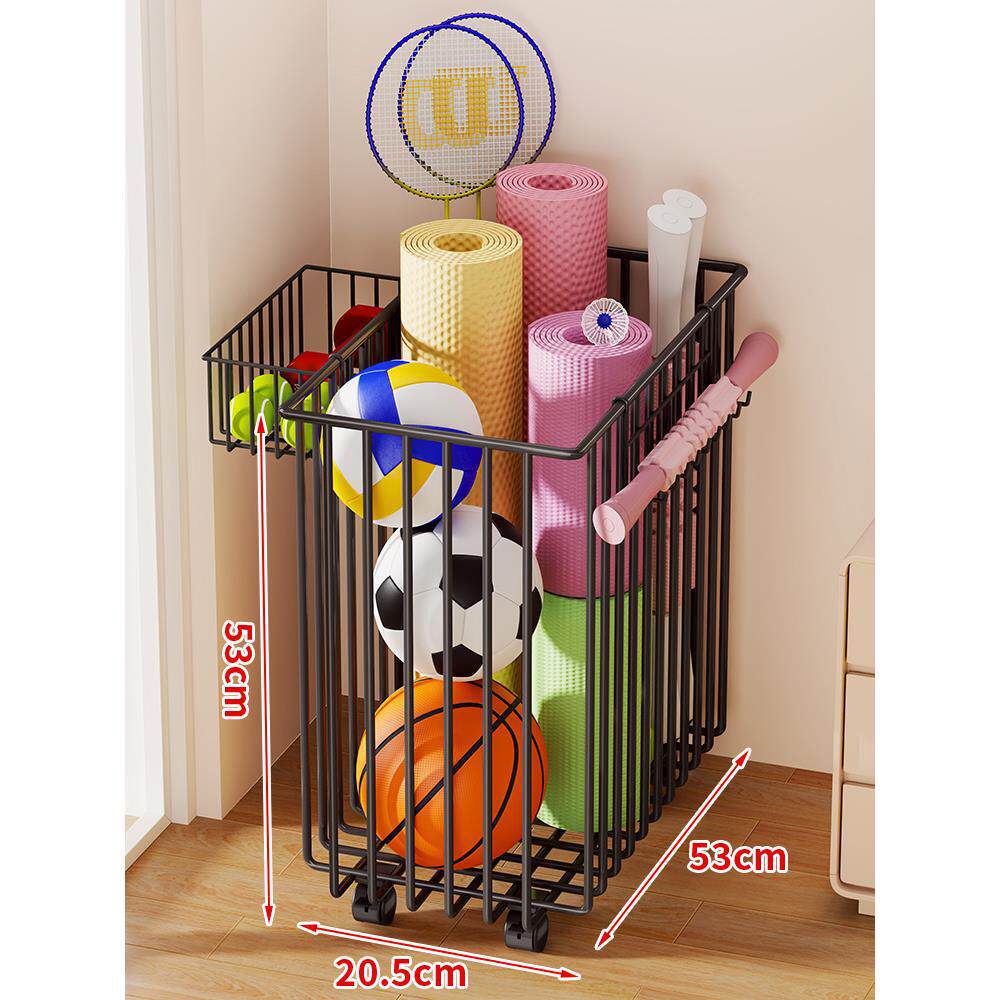 Rolling Vertical Sports Storage Cart for Balls and Yoga Mats