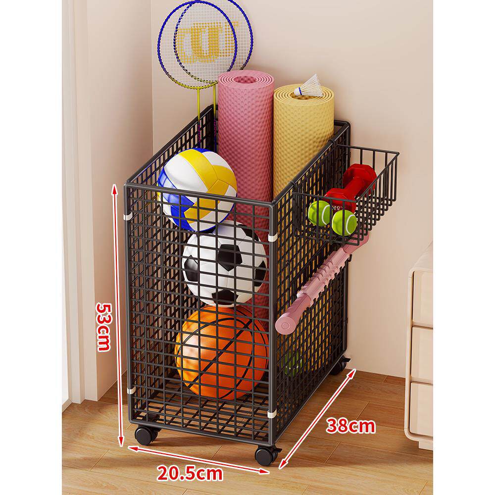 Rolling Vertical Sports Storage Cart for Balls and Yoga Mats