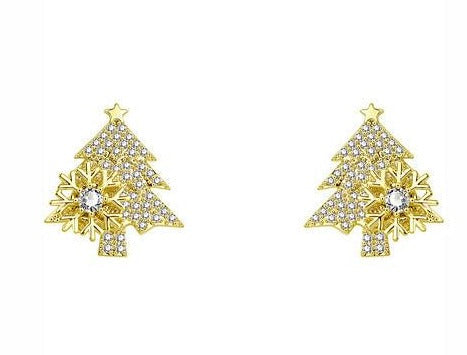 Rotating Christmas Tree Earrings in Copper