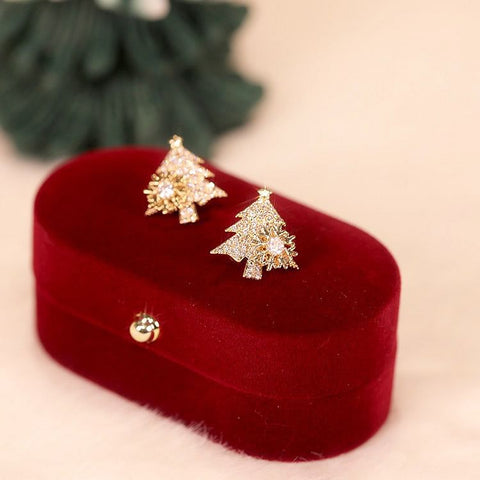 Rotating Christmas Tree Earrings in Copper
