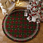 Round Red Polyester Christmas Rug, Absorbent Non-Slip, Velvet Finish